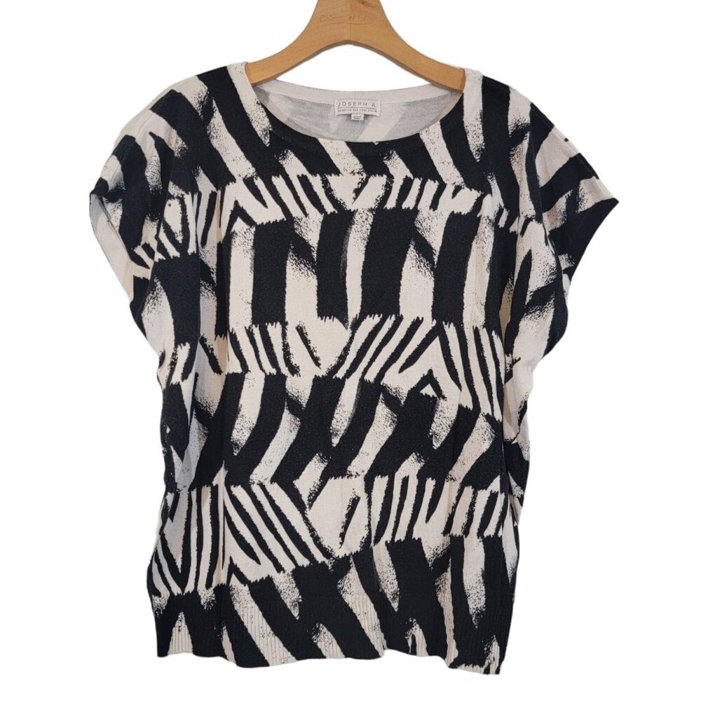 Joseph A. Qu’est-Cequec’est Top Black White Stripe Stretch Size L